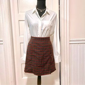 LOFT Plaid Pencil Skirt (Blue and Orange)
